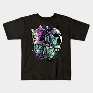 Astronaut Cat Space Cat Galaxy Kitten Kids T-Shirt